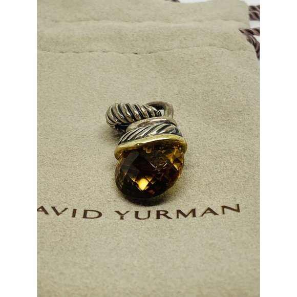 David Yurman Sterling 14K 925 585 Gold Citrine Acorn Pendant Enhancer